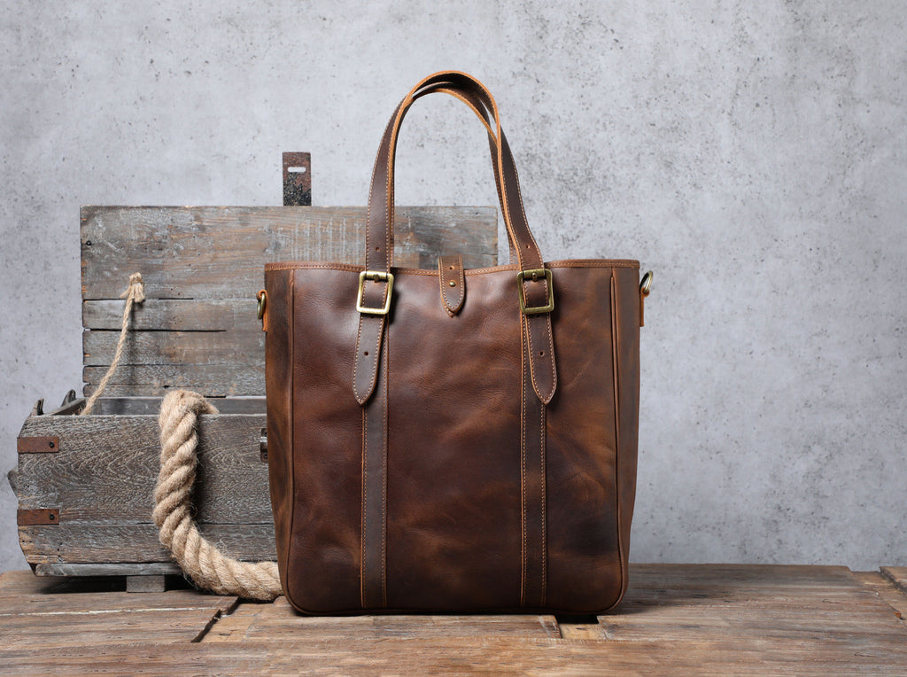 Vintage Leather Tote Bag