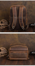 Load image into Gallery viewer, Vintage Genuine Leather School Backpack For Men 15.6 Inch Laptop Bag School Bag Overnight Weekender Camping Daypack Rucksack
