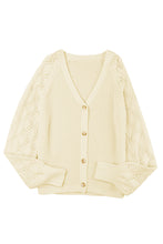 Load image into Gallery viewer, Apricot Bishop Sleeve Button V Neck Sweater
