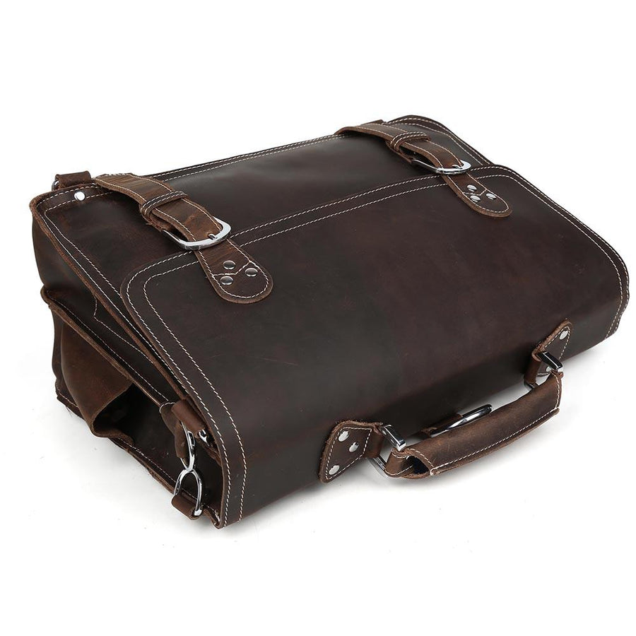 Coffee Leather Shoulder Messenger Bag