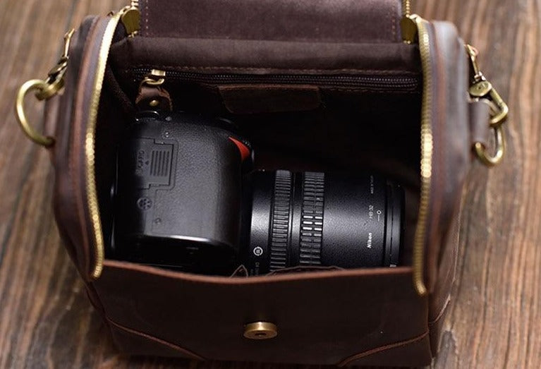 Small Leather Camera Bag - Leather Camera Lens Case