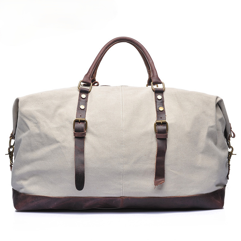 Men's Travel Canvas Leather Duffel Bag