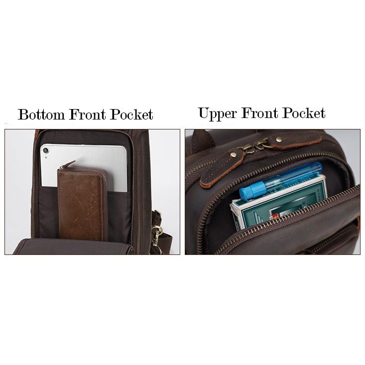 Crossbody Trip Chest Leather Sling Bag for Men