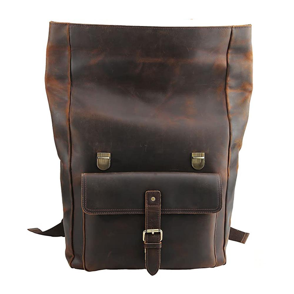 Brown Classic Leather Convertible School Backpack