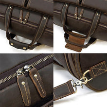 Load image into Gallery viewer, Dark Brown Full Grain Leather Travel Weekender Duffel Bag
