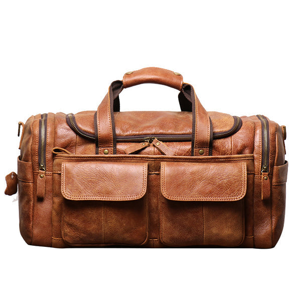 Men Leather Travel Duffel Bag