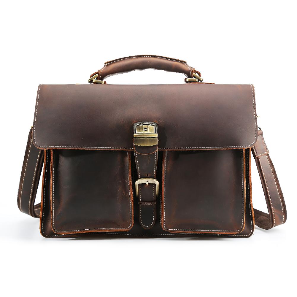 Brown Large Shoulder Messenger Bag Briefcase