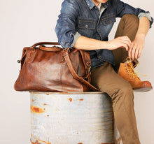 Load image into Gallery viewer, Vintage Leather Travel Weekender Bag for Mens/ Womens
