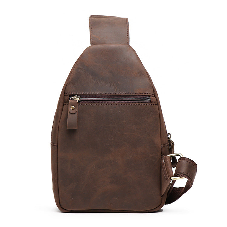 Men's Leather Sling Bag Chest Shoulder Backpack