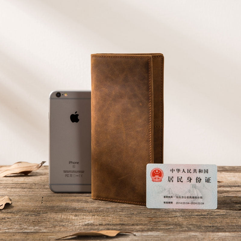 Vintage Slim Cool long Wallet Leather Wallet Bifold Long Wallets