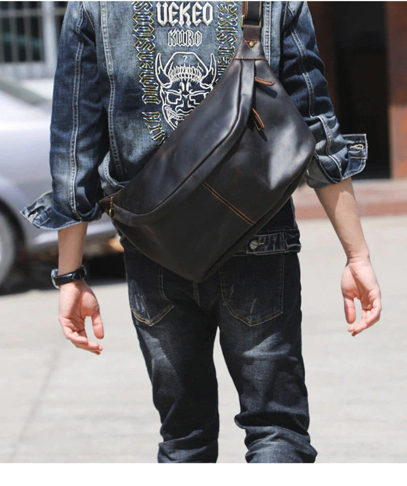 Large Leather Shoulder Cross Body Sling Bag