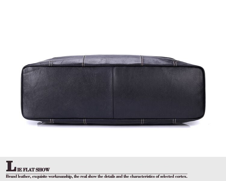 Black Full Grain Travel Weekender Duffel Bag for Men