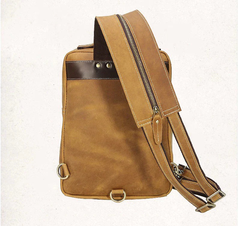 Mens Convertible Leather School Backpack Sling Bag