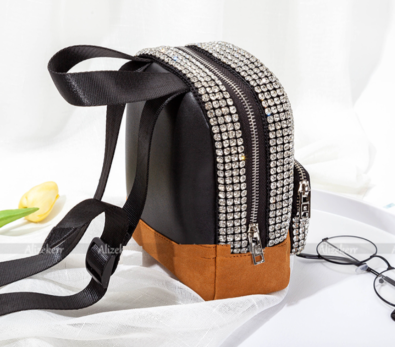 Rhinestone Leather Mini Bag