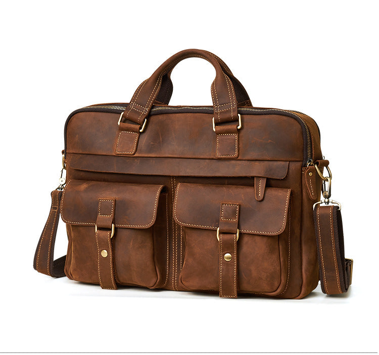 Classic Men Vintage Leather Business Briefcase