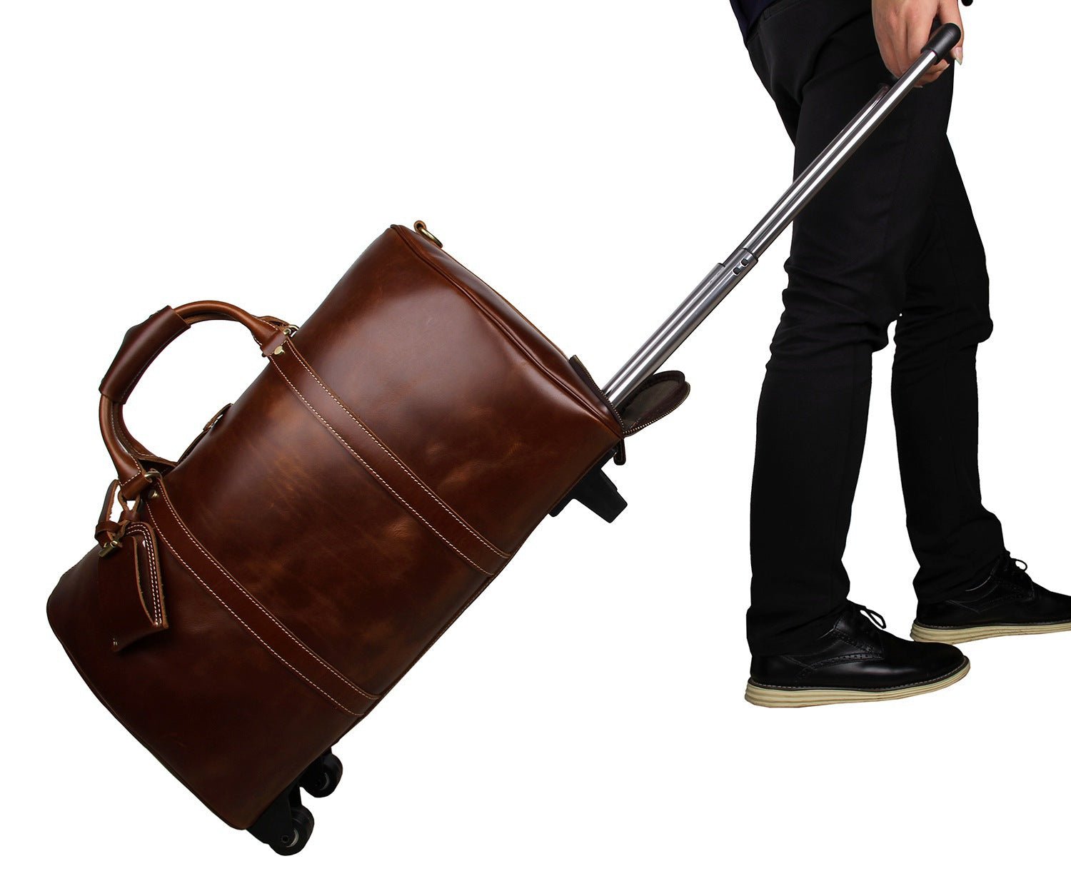 20'' Travel Weekender Leather Rolling Duffel Bag