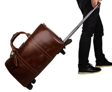 Load image into Gallery viewer, 20&#39;&#39; Travel Weekender Leather Rolling Duffel Bag
