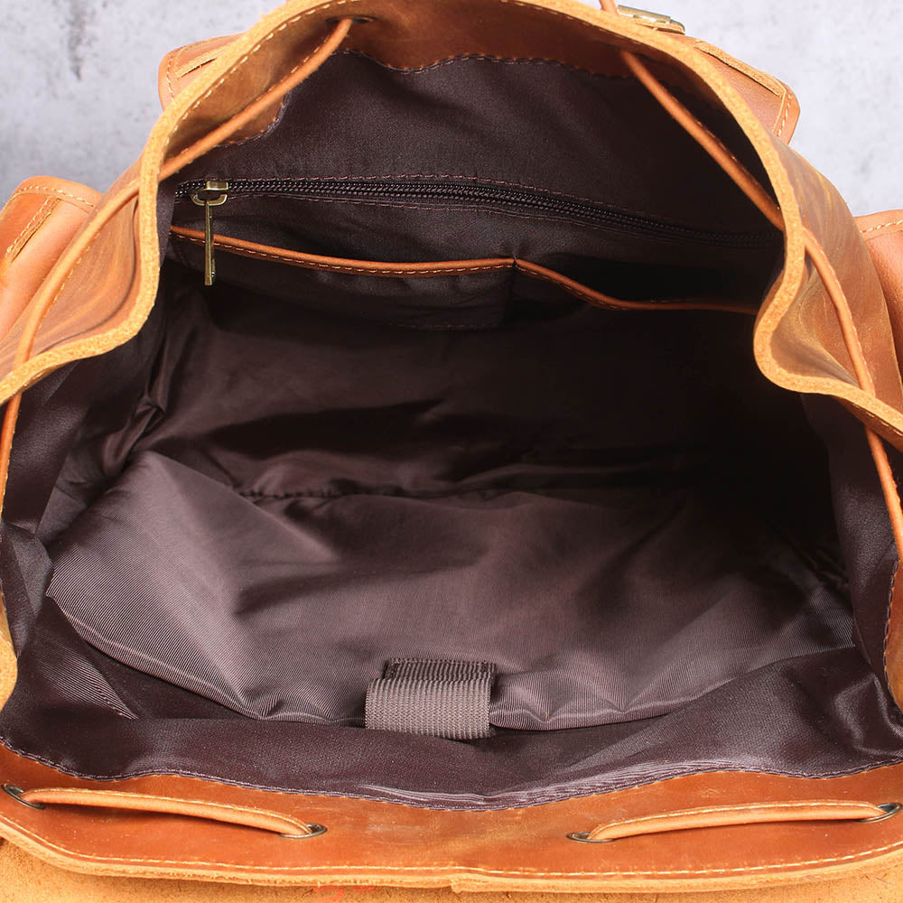 Dark Coffee Leather Full Grain School Backpack
