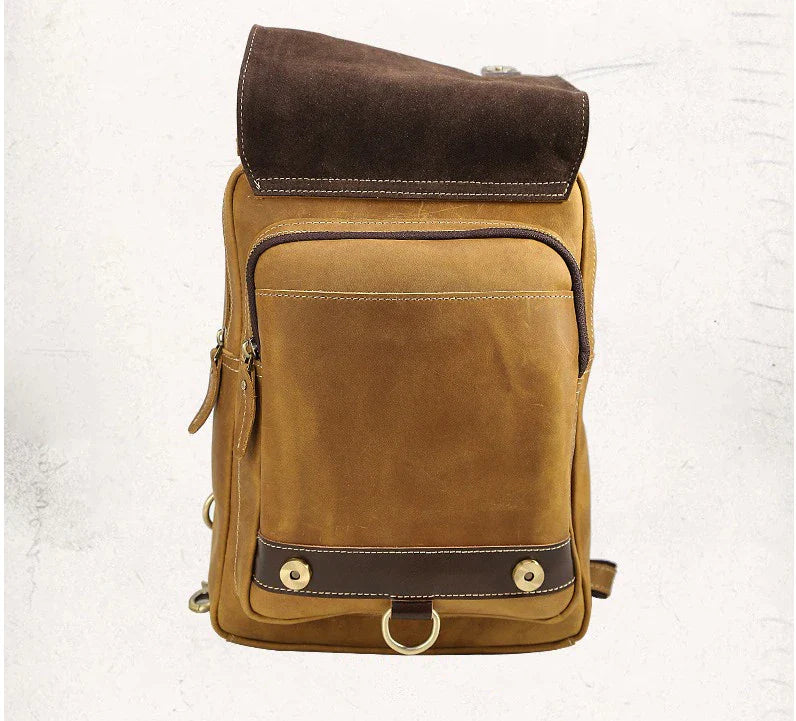 Mens Convertible Leather School Backpack Sling Bag