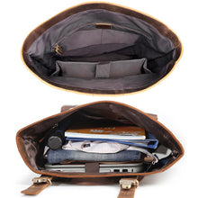 Load image into Gallery viewer, Brown Classic Leather Convertible School Backpack
