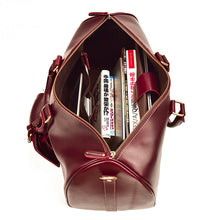 Load image into Gallery viewer, Burgundy Shoulder Leather Travel Weekender Duffel Bag
