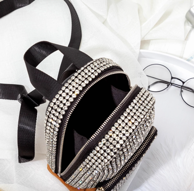 Rhinestone Leather Mini Bag