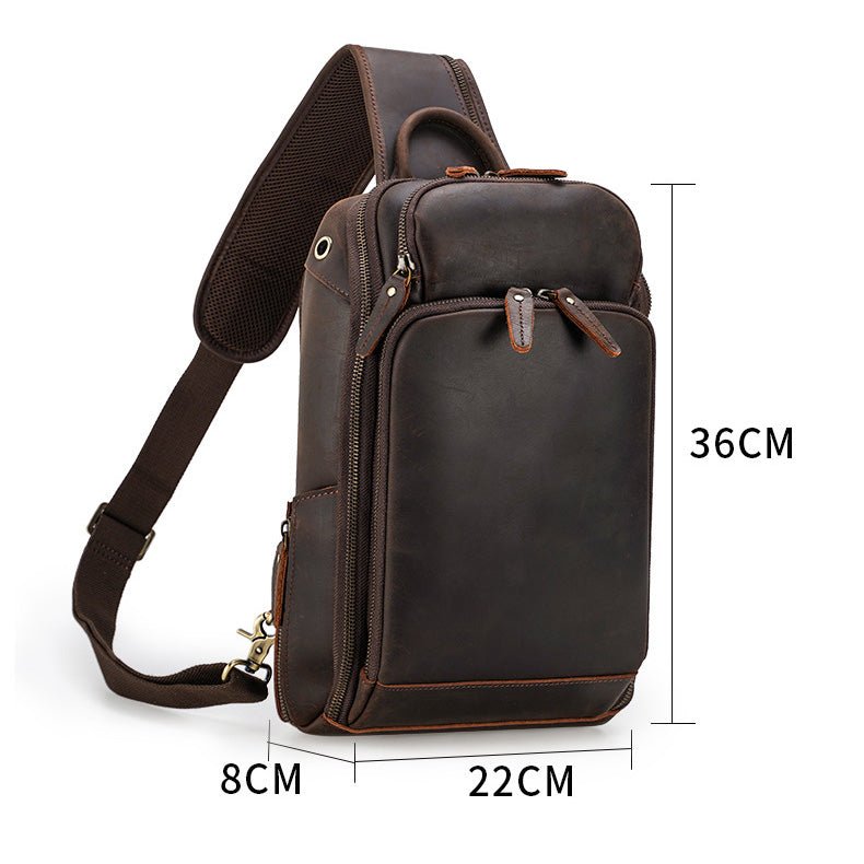 Crossbody Trip Chest Leather Sling Bag for Men