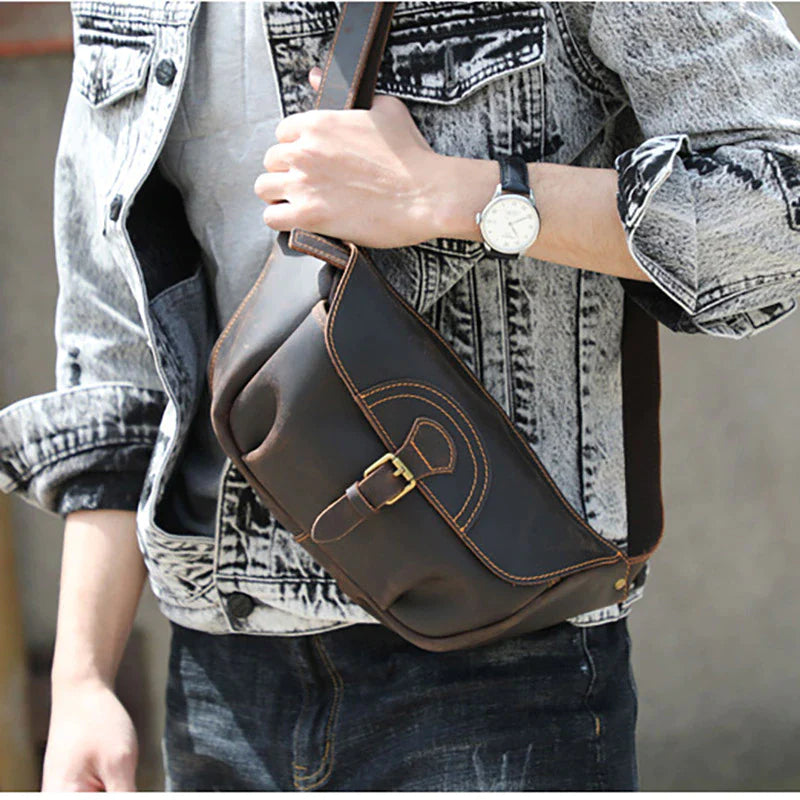 Stylish Vintage Leather Cross Body Bag for Men
