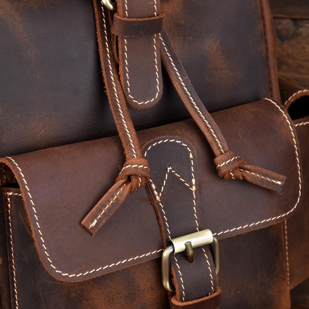 Handmade Pockets Leather School Backpack