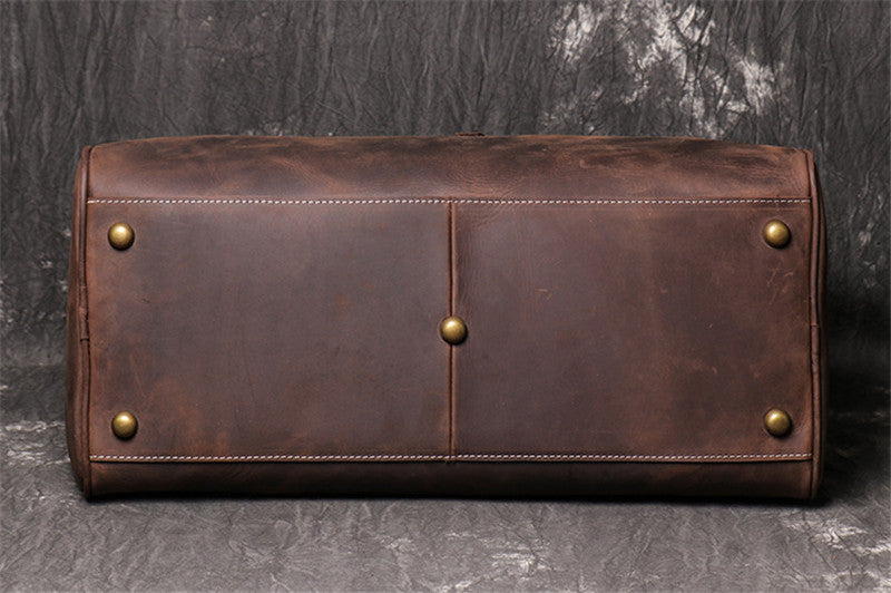 Cowhide Leather Overnight Travel Weekender Duffel Bag