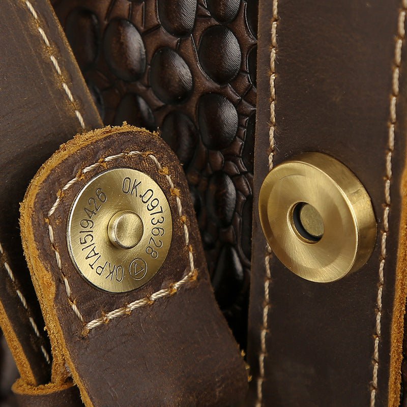 Crocodile Patterned Leather Travel Duffel Weekender Bag