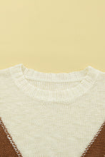Load image into Gallery viewer, Beige Chevron Striped Drop Shoulder Sweater
