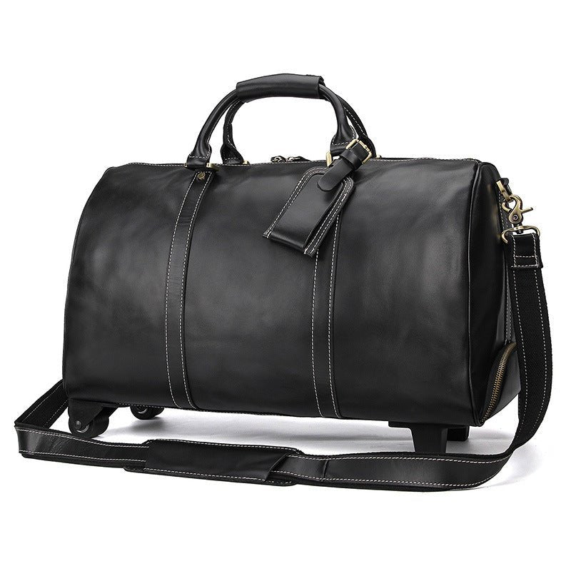 20'' Travel Weekender Leather Rolling Duffel Bag
