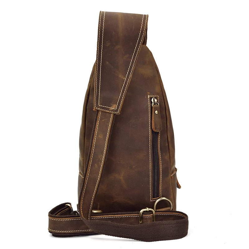 Brown Leather Crossbody Bags for Men Sling Backpack