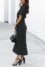 Load image into Gallery viewer, Polka Dot Tie Front Midi Shirt Dress
