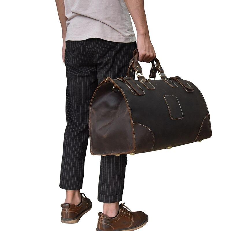 Dark Brown Crazy Horse Leather Duffel Bag