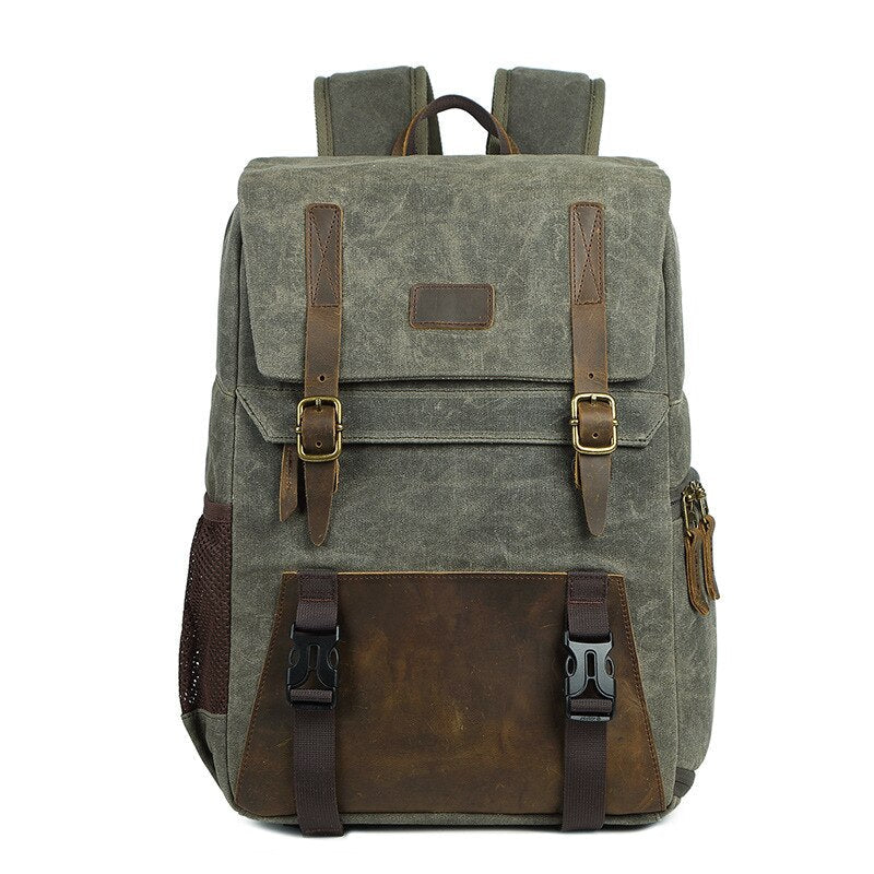 Shockproof DSLR Backpack Waterproof Waxed Canvas Camera Bag