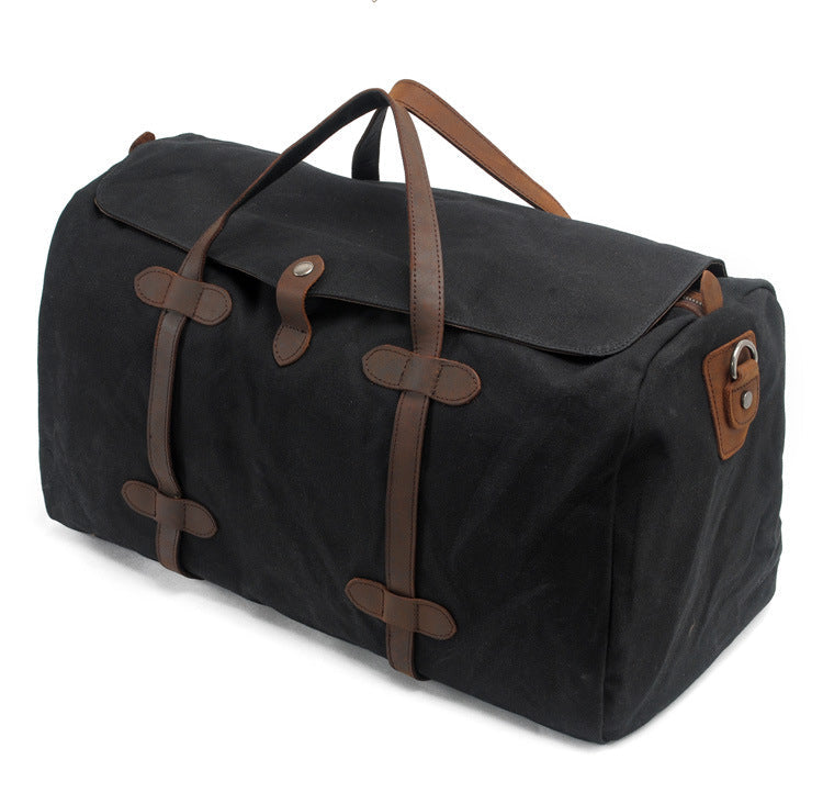 Leisure Waxed Leather Canvas Large Storage Travel Weekender Duffel Bag