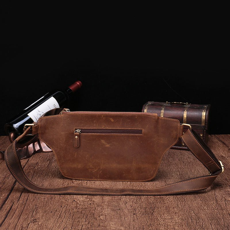 Men's Zipper Crossbody Sling Leather Bag