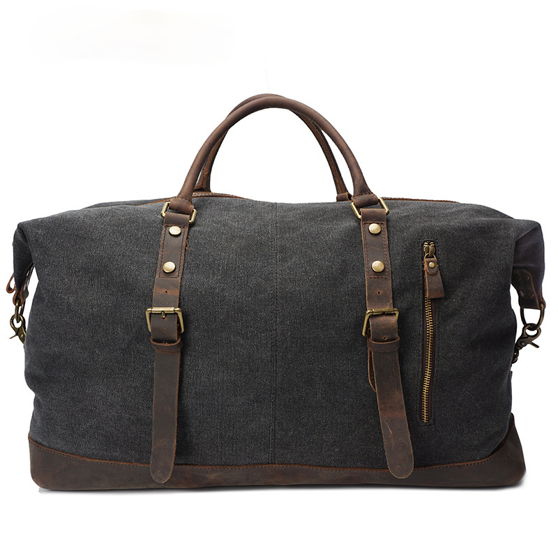 Men's Travel Canvas Leather Duffel Bag