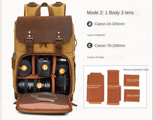 Load image into Gallery viewer, Waterproof Camera Canvas School Backpack Retro Style 17 inch for DSLR SLR
