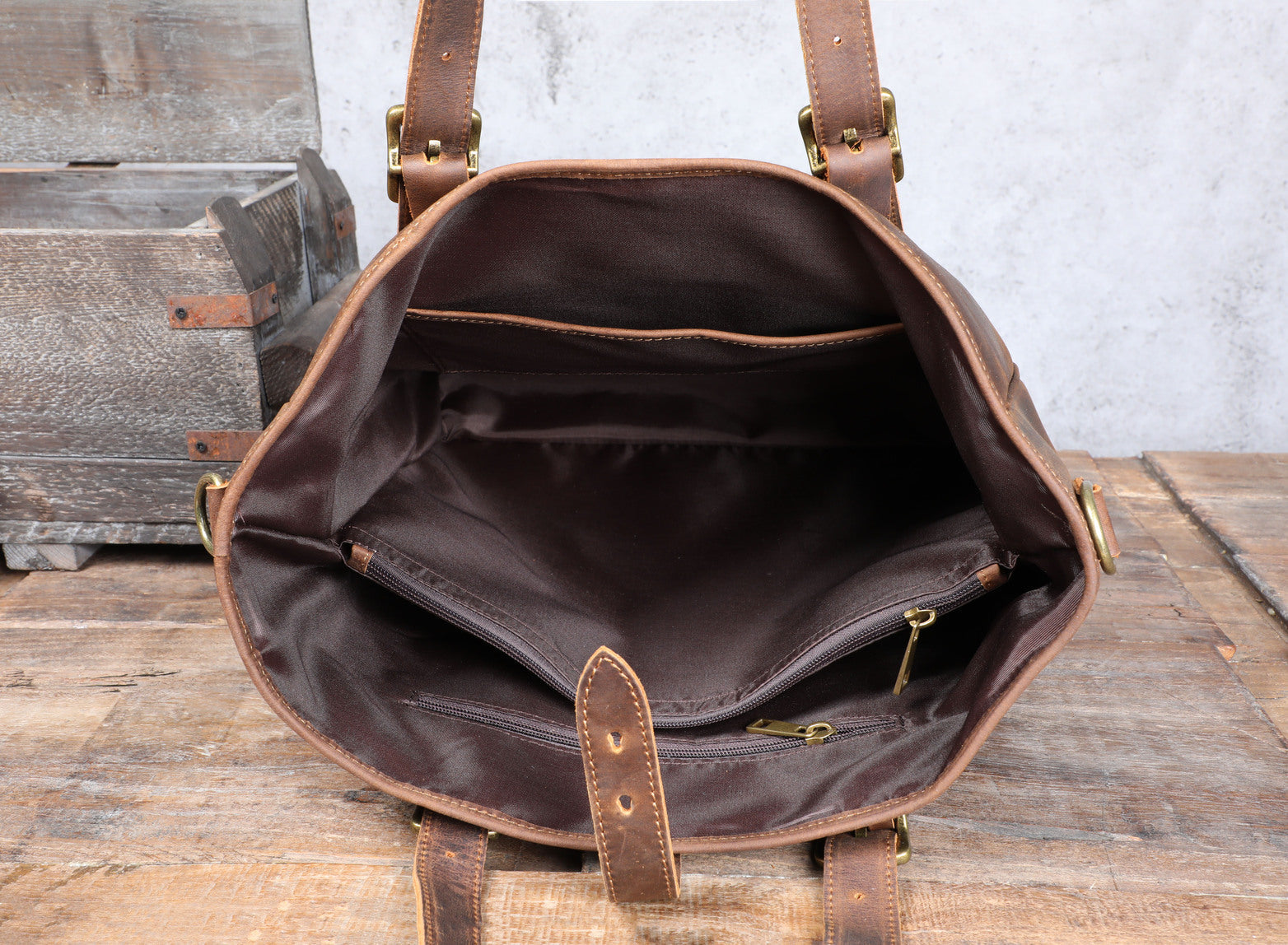 Vintage Leather Tote Bag