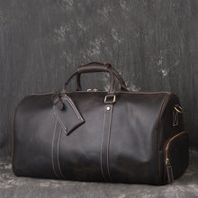 Load image into Gallery viewer, Classic Leather Duffel Bag with Shoes Compartment Travel Weekender Bag
