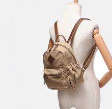 Load image into Gallery viewer, Ladies Small Canvas Leather Hiking Backpack Bag School Book Bag
