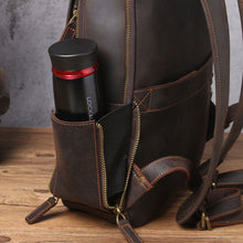Load image into Gallery viewer, Large Simple School Leather Laptop Rucksack
