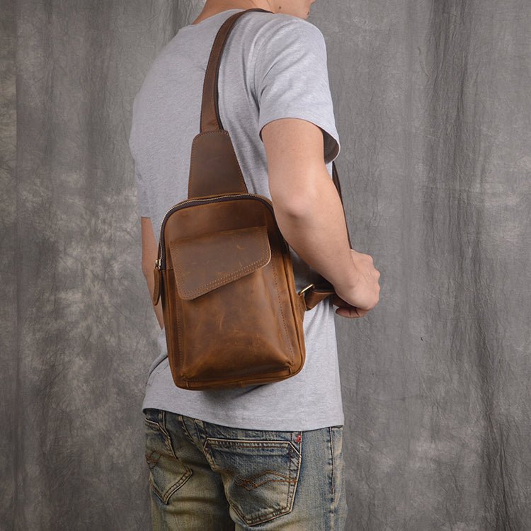 Mens Shoulder Crossbody Leather Sling Bag