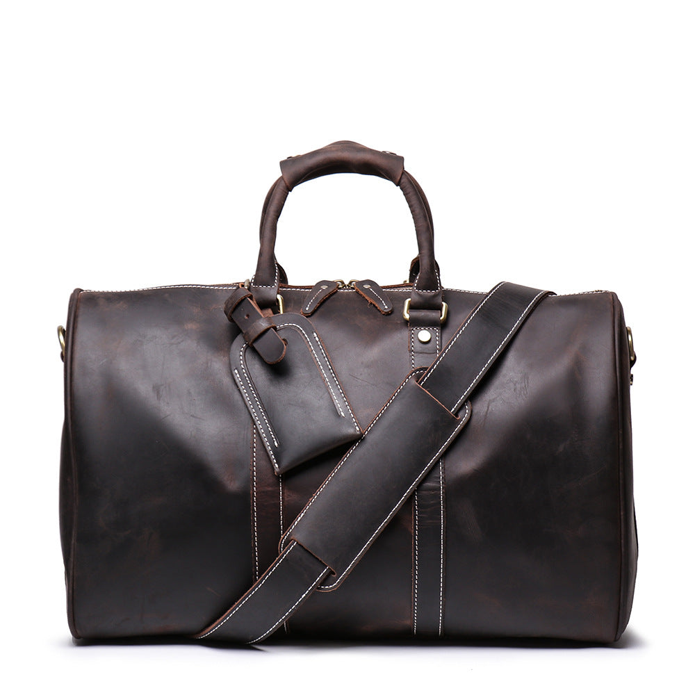 Birthday Gift Simple Vintage Leather Duffel Travel Weekender Bag