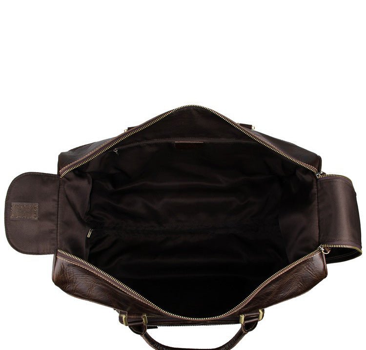 Coffee Leather Trolley Bag Carry on