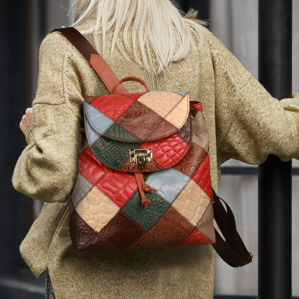 Unique Patchwork women Backpack Purse Bag