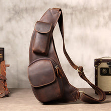 Load image into Gallery viewer, Brown Leather Crossbody Sling Bag for Mens
